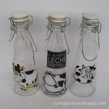 Glass Bottle with Decal, Rubber Pad and White Ceramic Lid, Comes in 540mL Capacity
